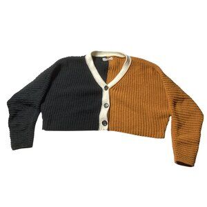 Made with Love, Color Block Cropped Cardigan, Size XL